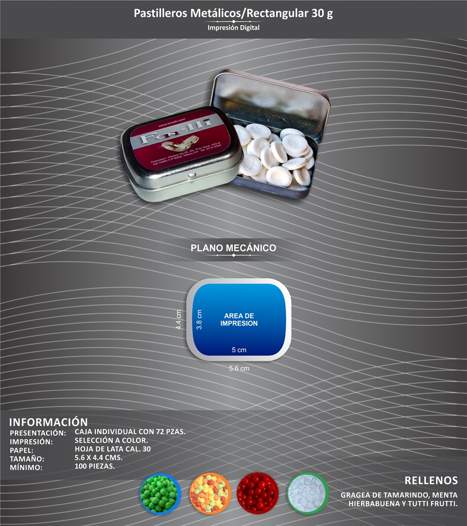 pastillero rectangular 30g